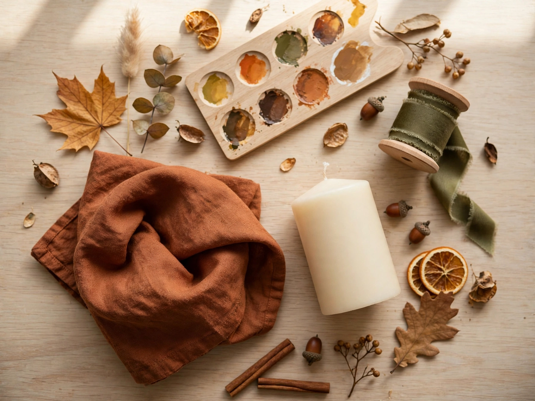 Rust, cream and olive color palette for simple fall home decor