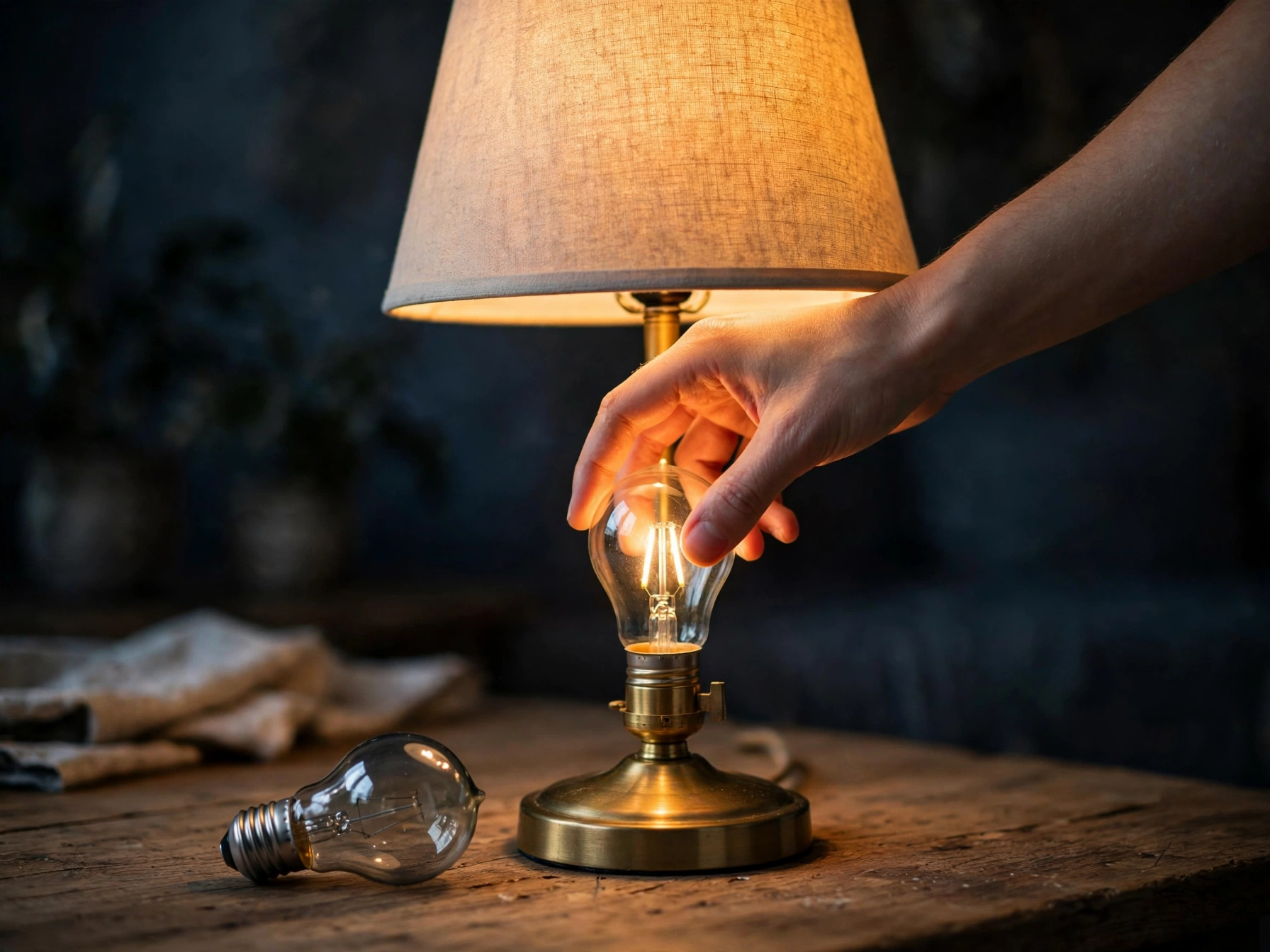 Swapping to a warm white light bulb for a cozy fall glow