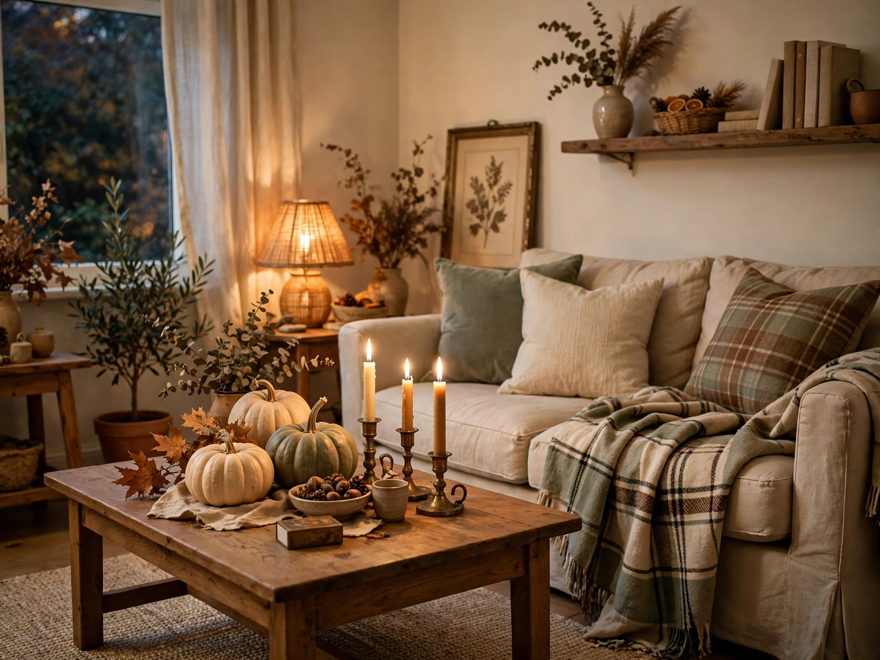 Living room fall makeover on a $50 budget with DIY and thrifted decor