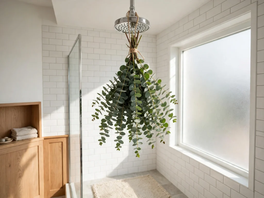 Eucalyptus hanging in a shower