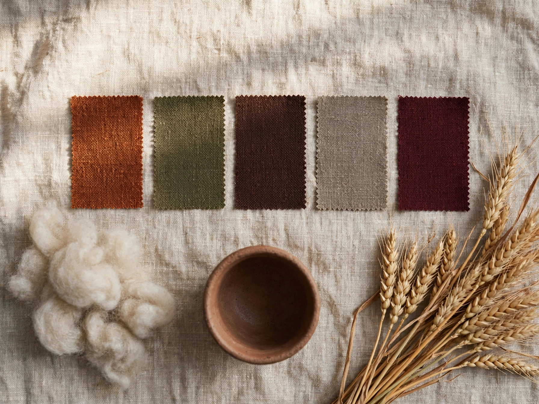 Fall home decor trends 2026 color palette with earthy swatches and natural materials