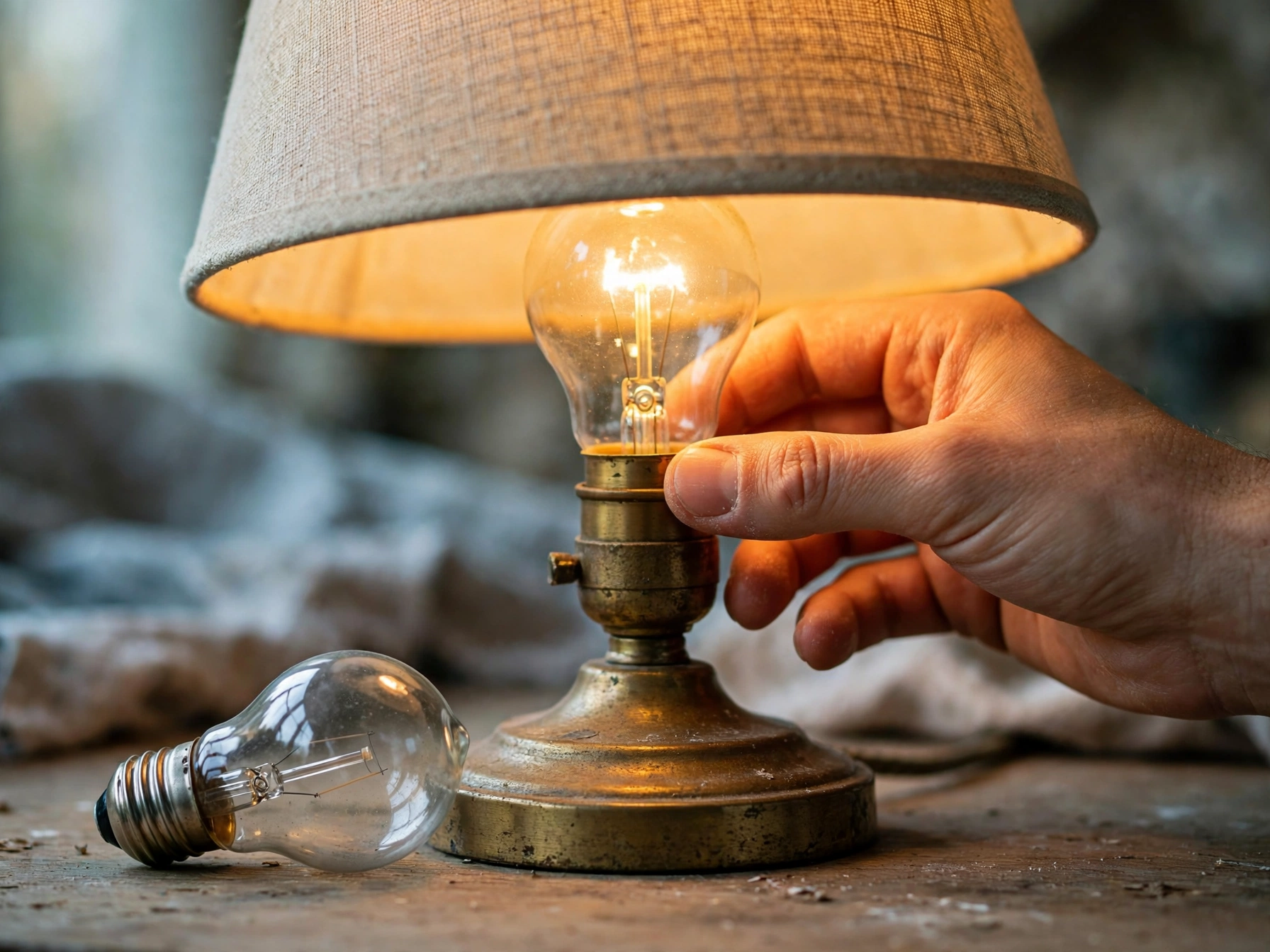 Warm white bulb in a table lamp for a cozy fall glow