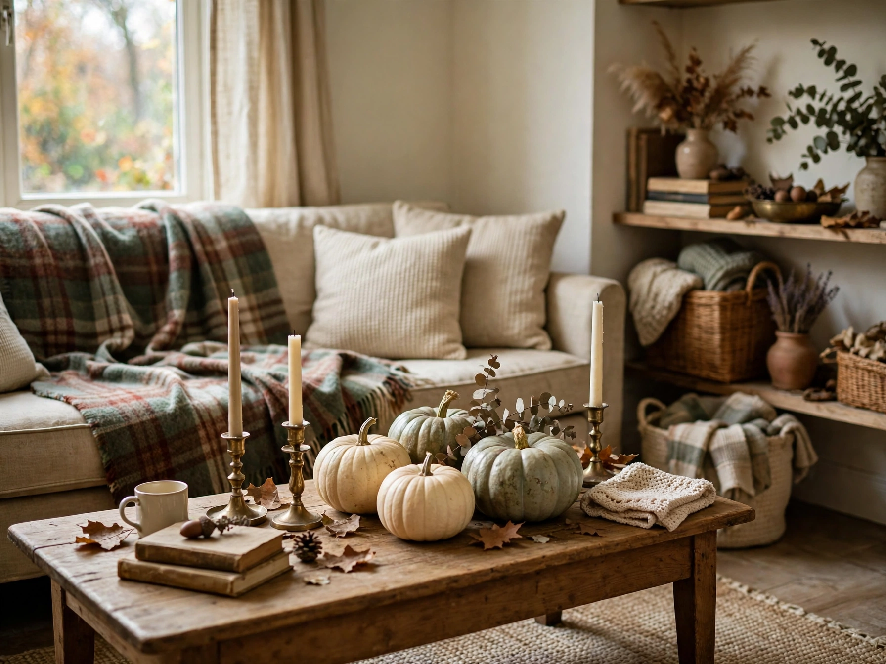 Living room fall makeover done on a $50 budget