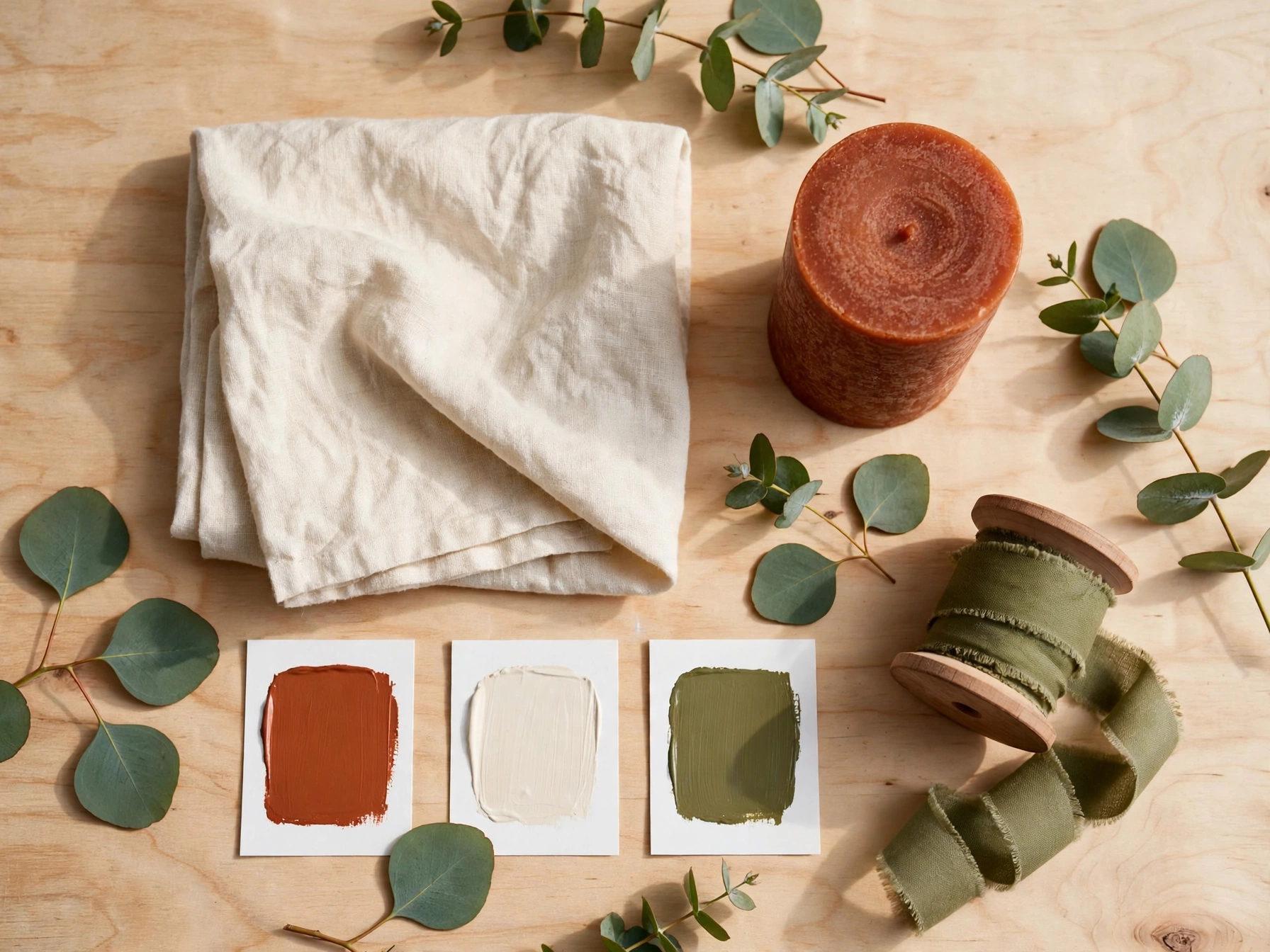 Rust, cream and olive color palette for simple budget fall decor
