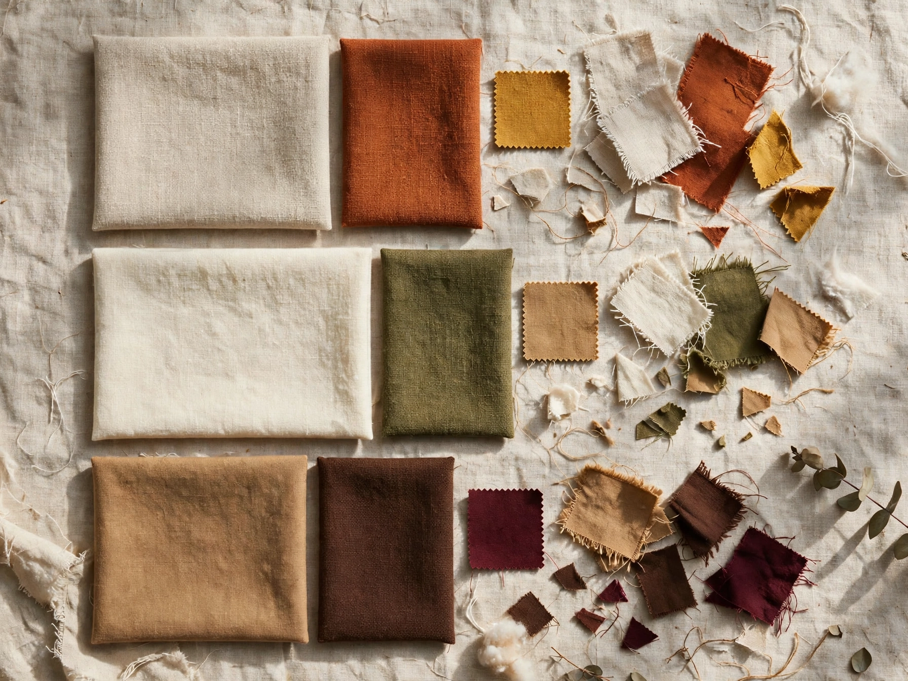 Three fall bedroom color combinations shown as base, middle and accent swatches