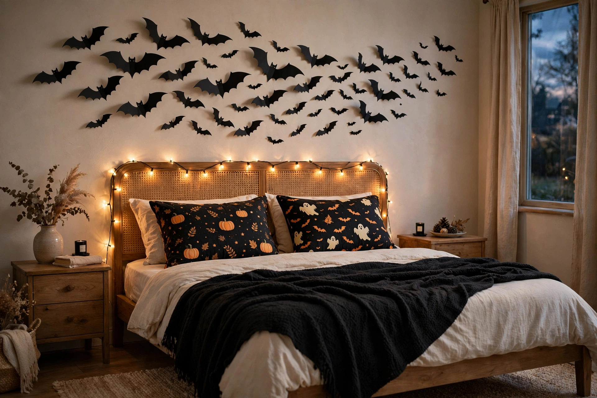 halloween room decor paper bat wall in a bedroom