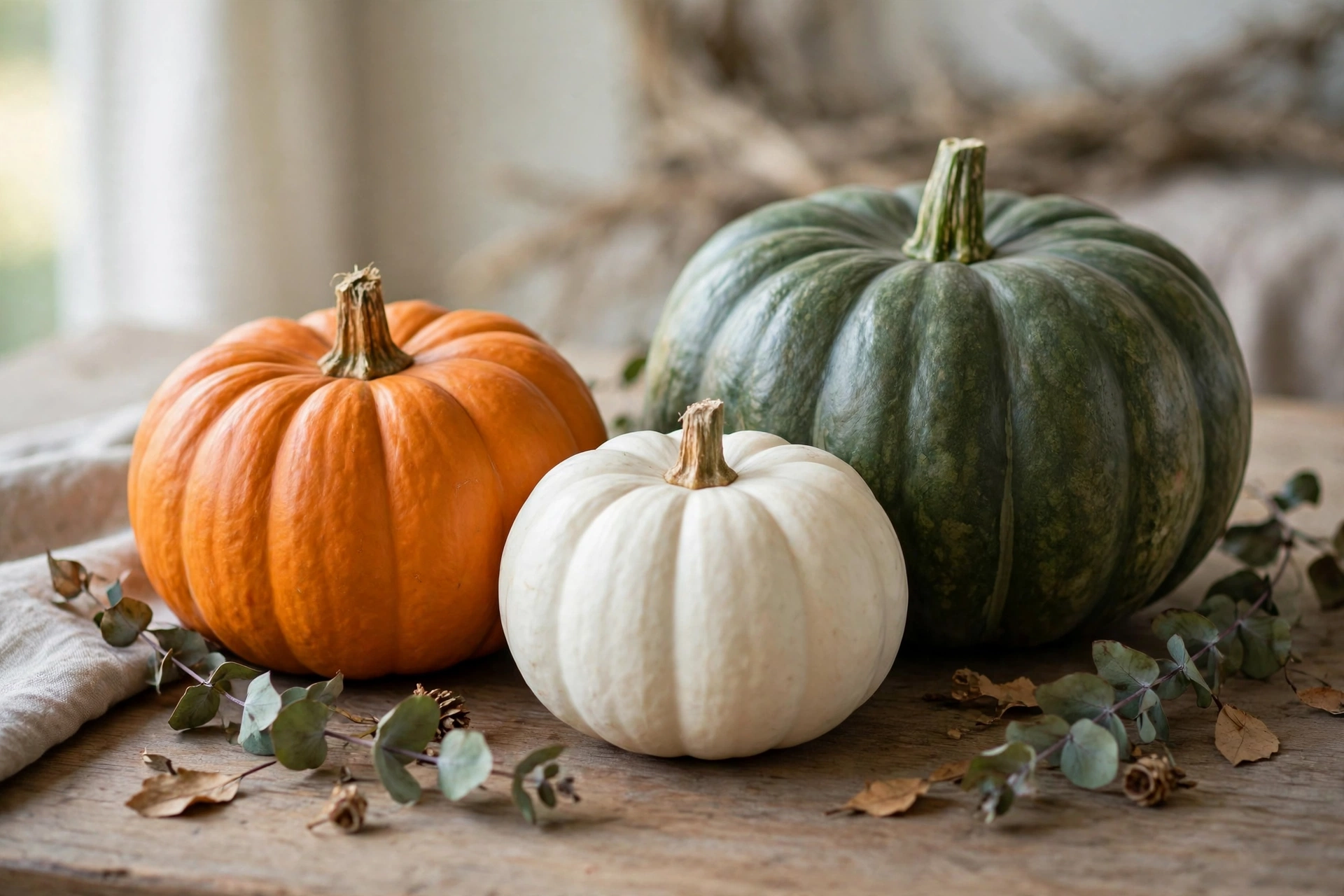 pumpkin trio quick halloween decorations on a table