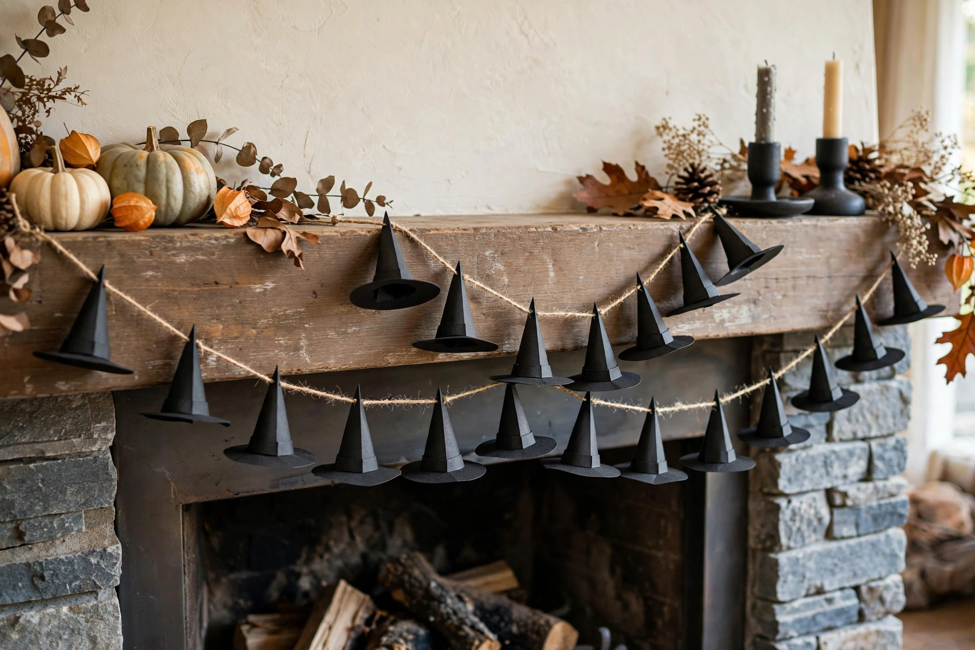 witch hat garland diy halloween decorations