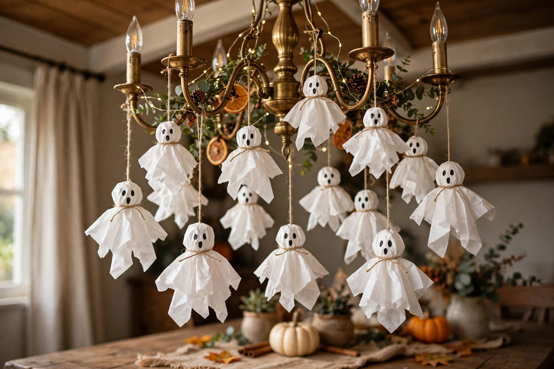tissue paper ghosts diy halloween decorations