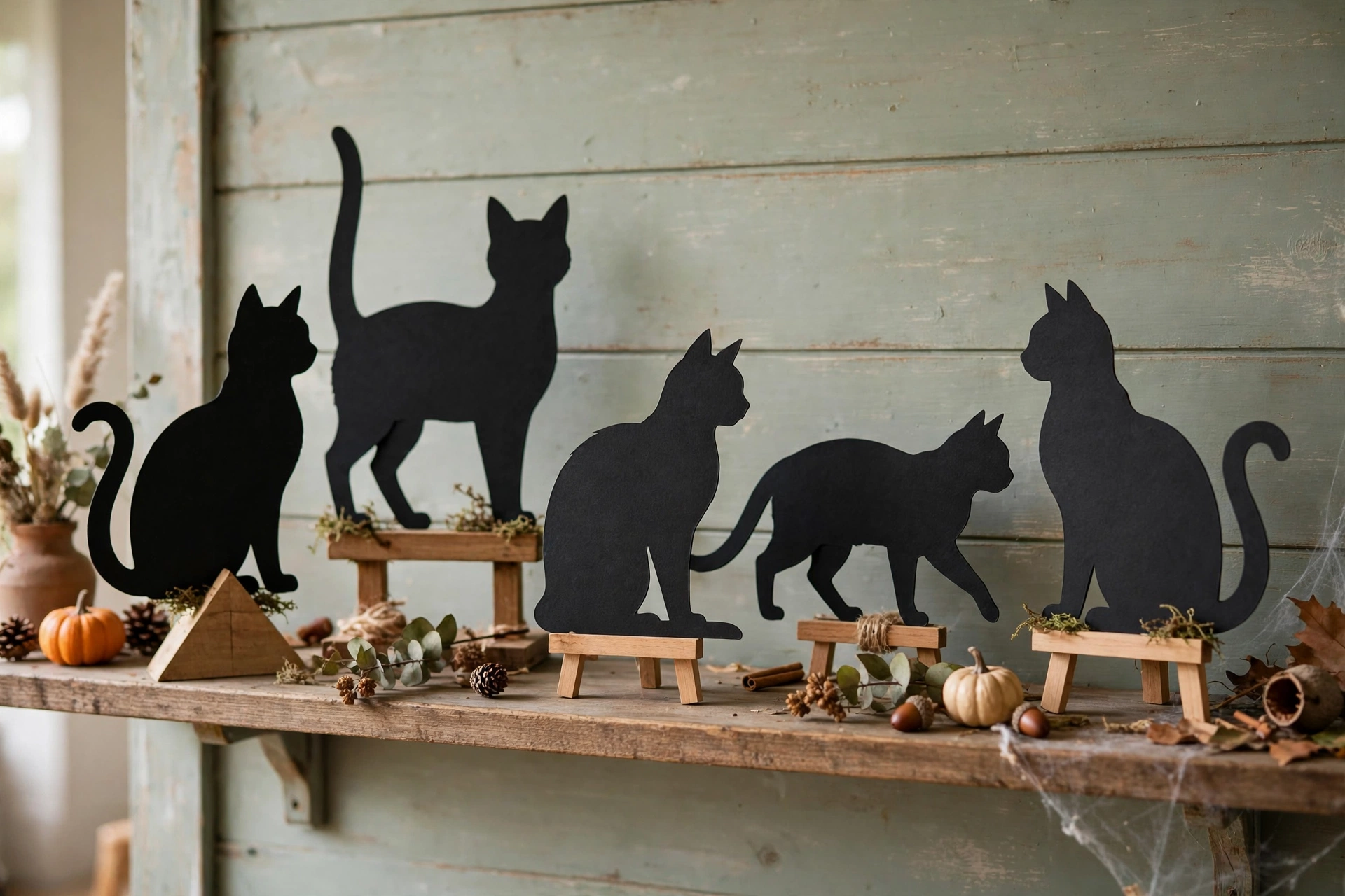 black cat silhouettes diy halloween decorations