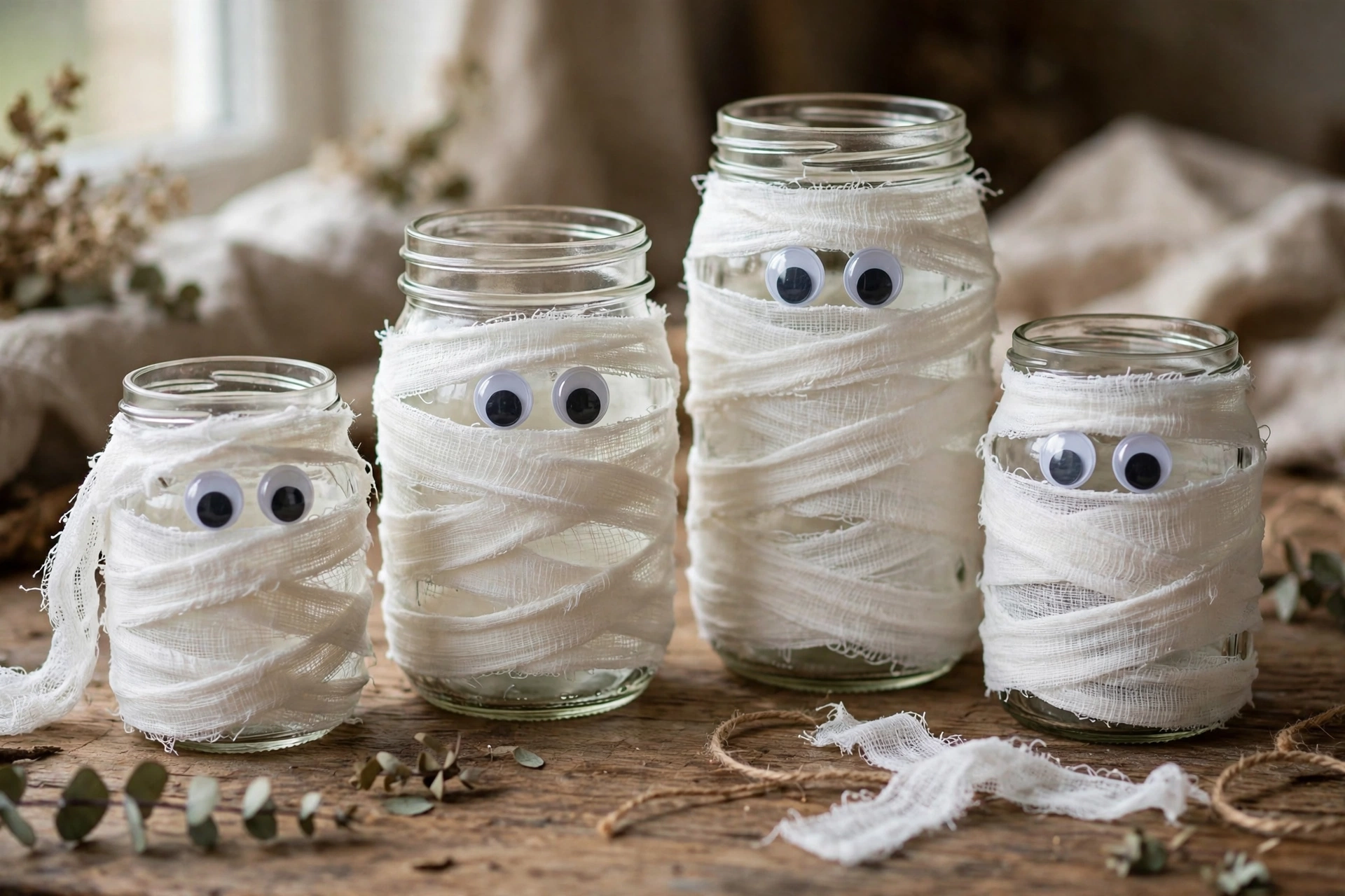 mummy jars diy halloween decorations