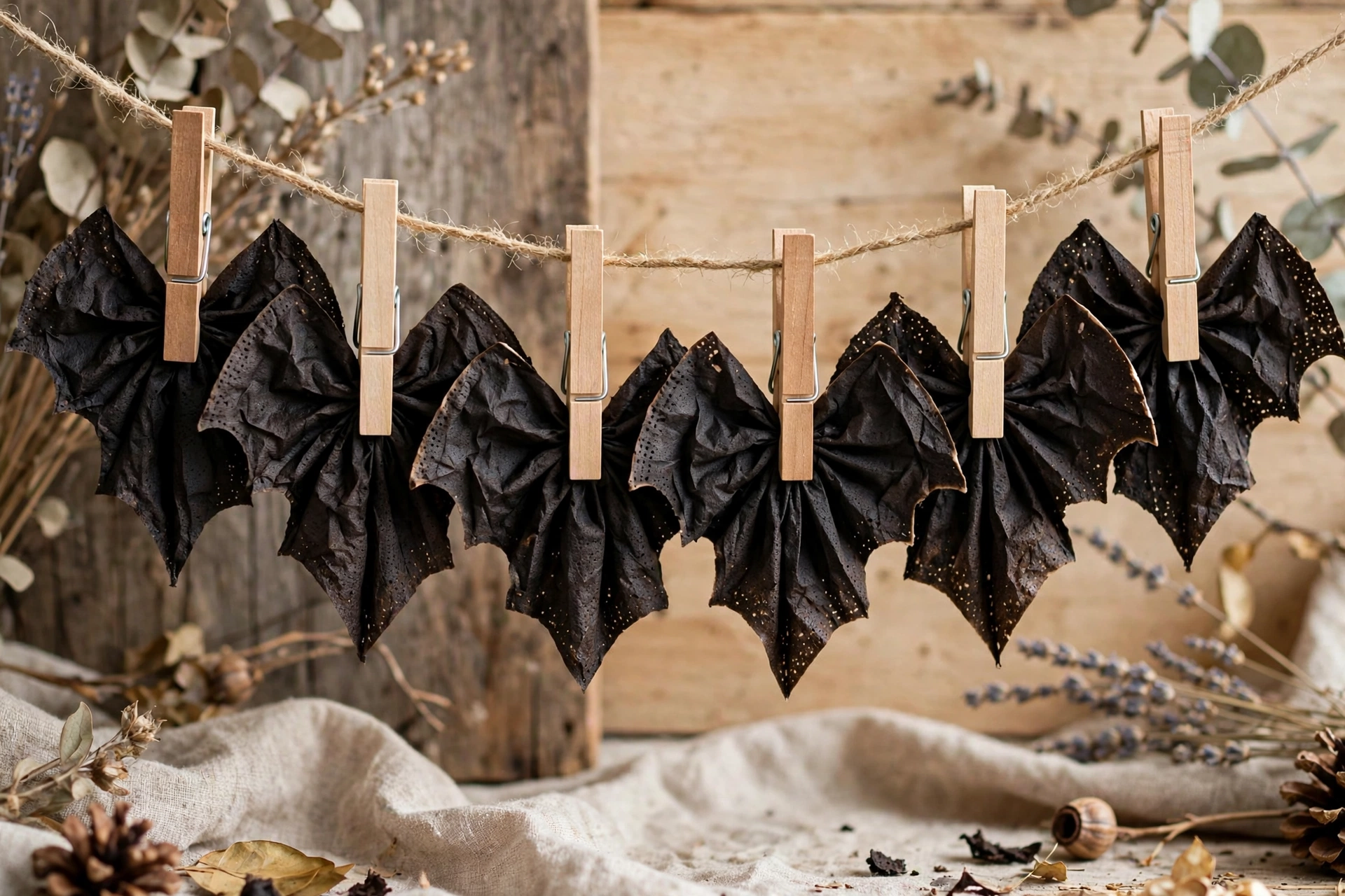 coffee filter bats diy halloween decorations