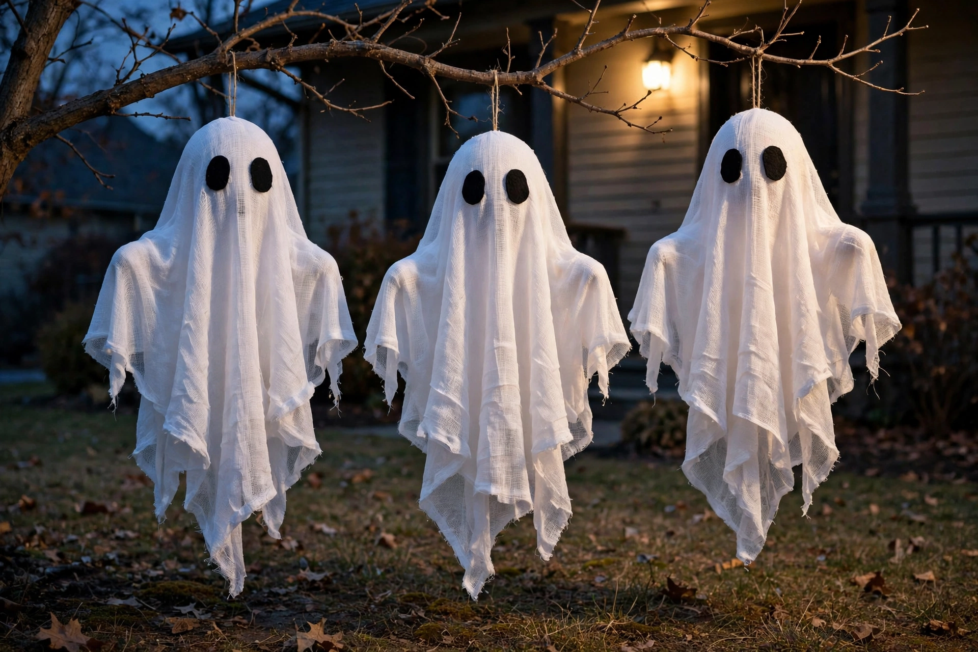 diy cheesecloth ghosts halloween decorations tutorial