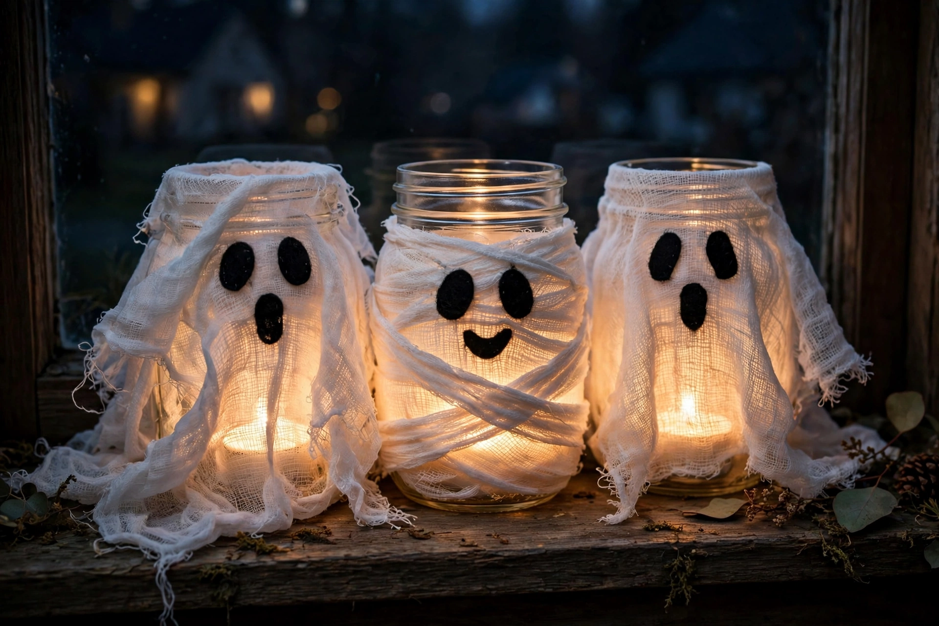 diy ghost mason jar lanterns halloween decorations tutorial