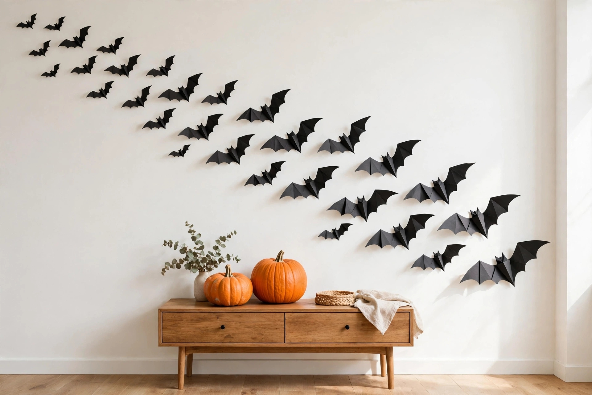 paper bat wall halloween decorations step by step