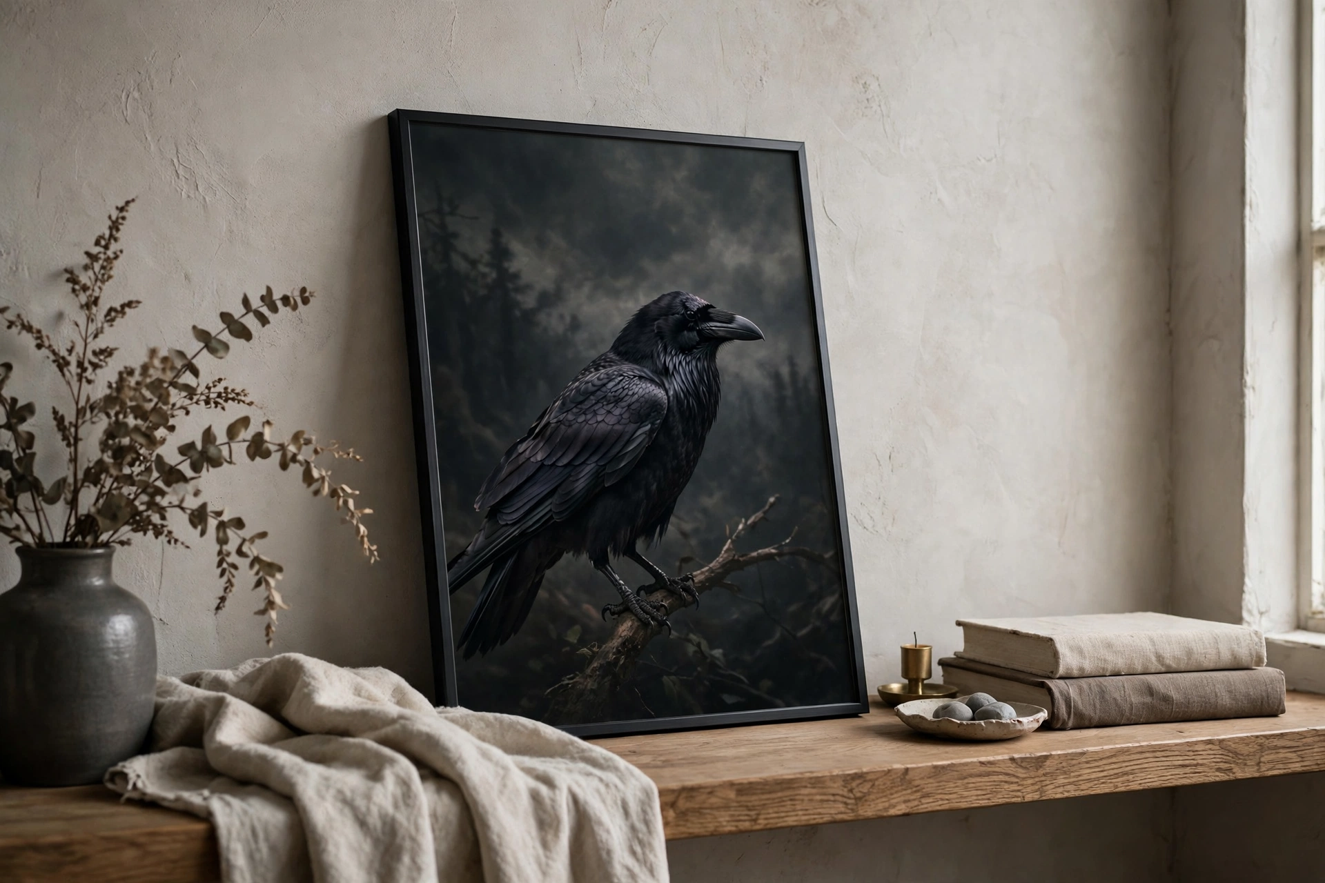 vintage Halloween print in a modern black frame wall decor