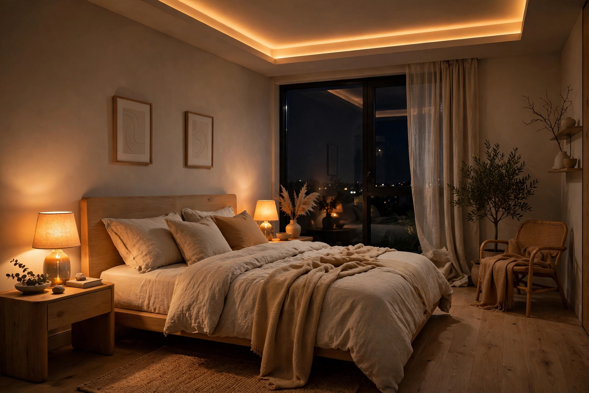warm amber lighting modern halloween bedroom decor