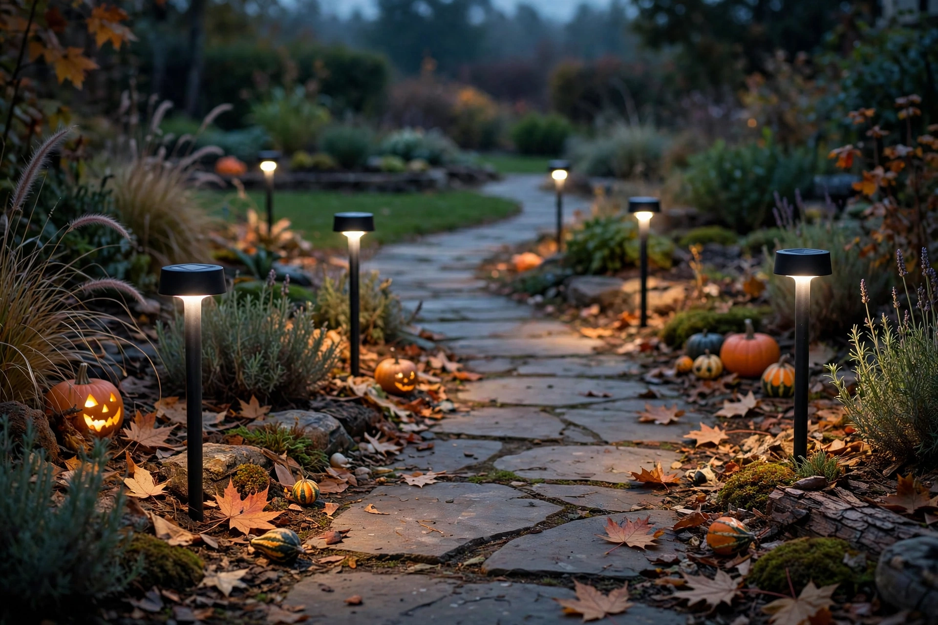 black solar path lights modern halloween outdoor decorations