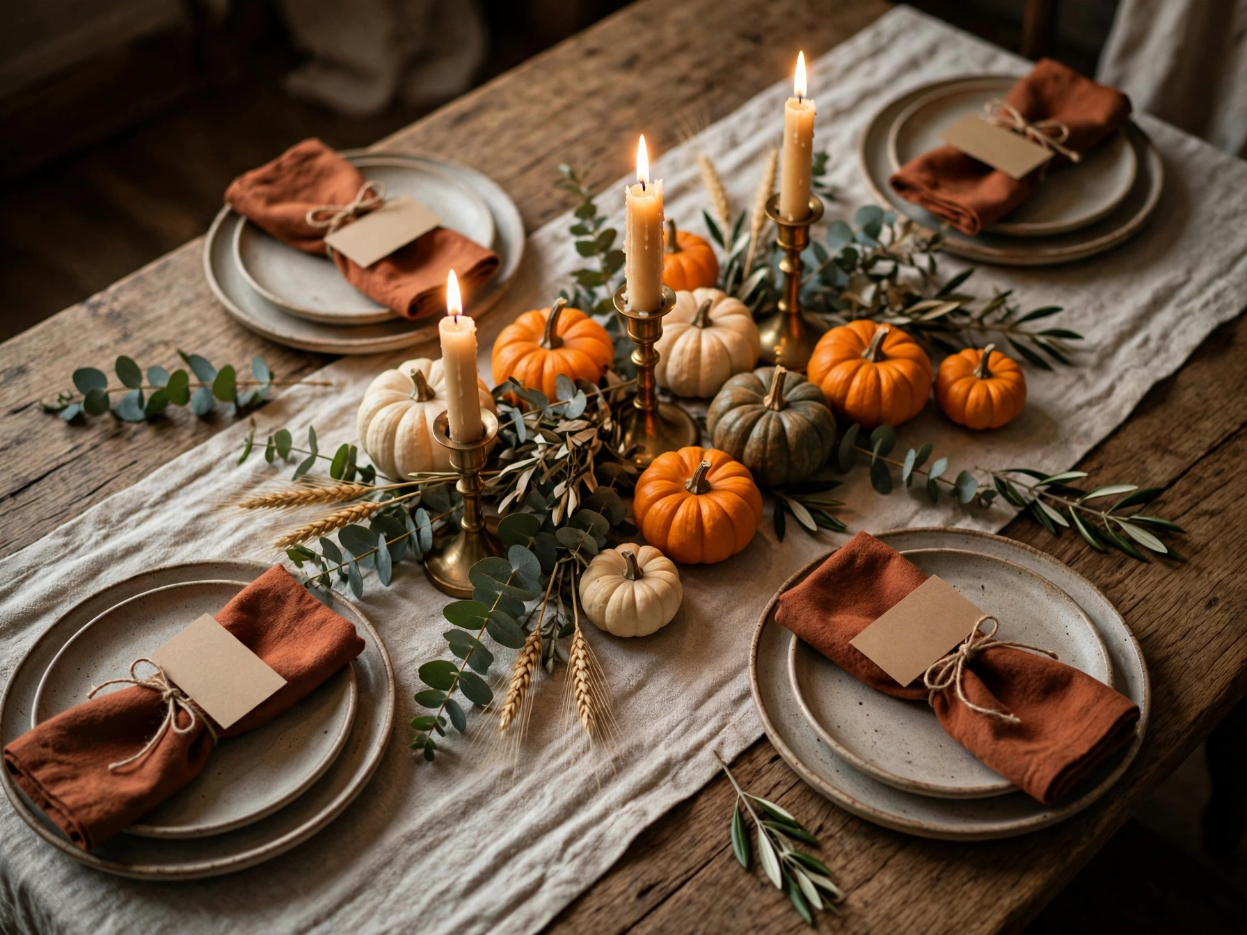 thanksgiving table decor checklist low centerpiece and place cards