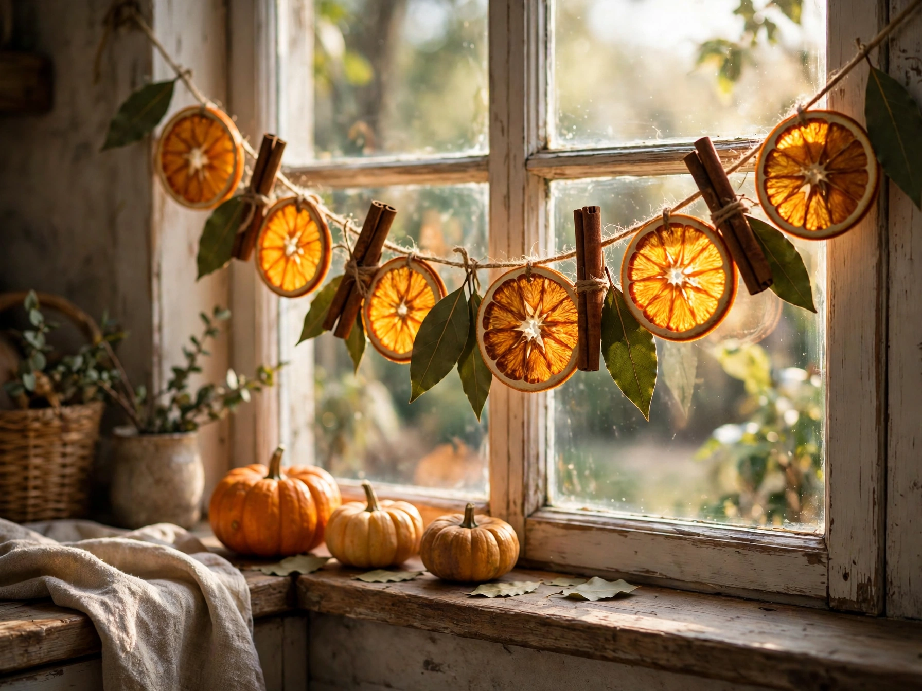 diy dried orange garland thanksgiving decor tutorial