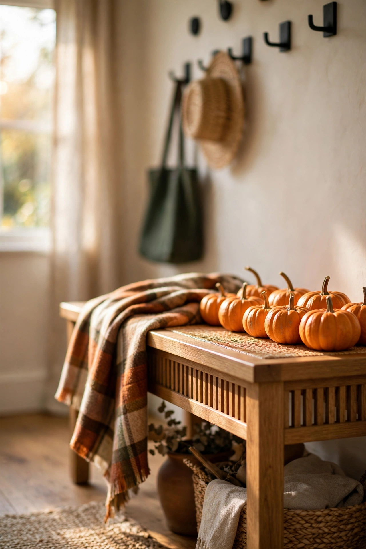 pumpkin mantel decor line of mixed pumpkins