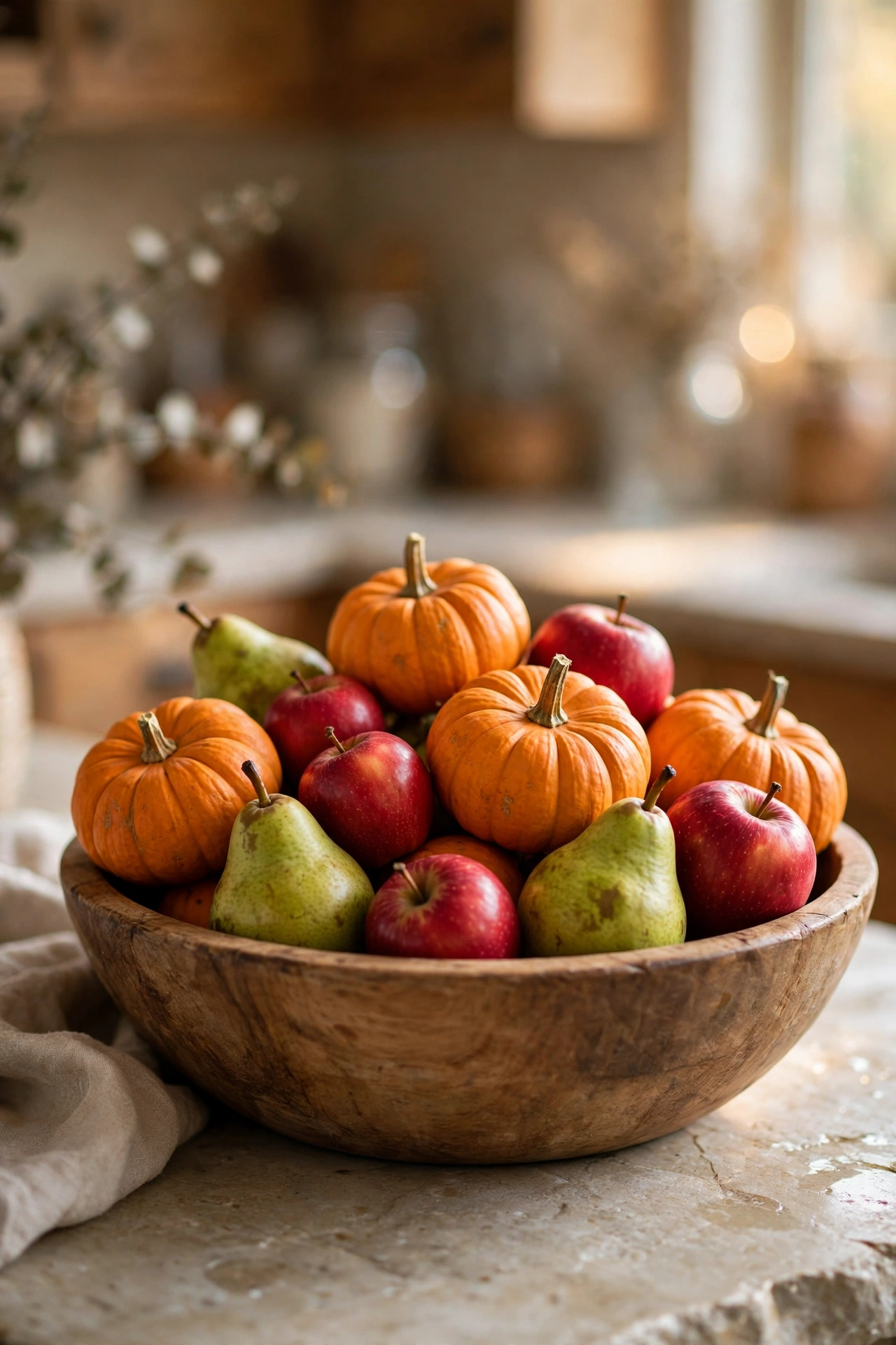 pumpkin serving bowls with soup and dips