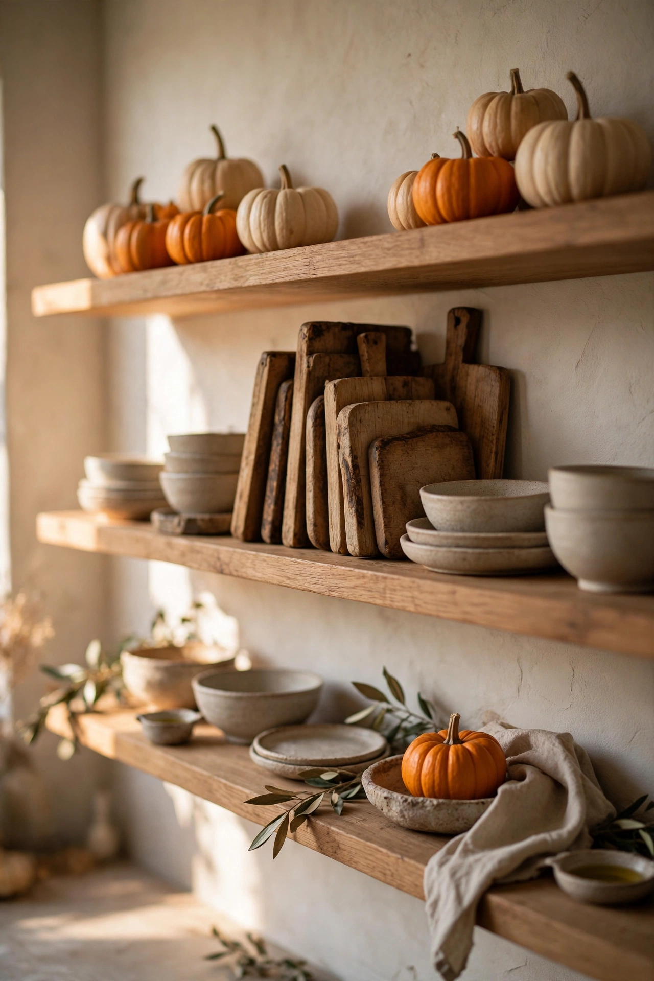 mini pumpkins with apples and pears in a wooden bowl
