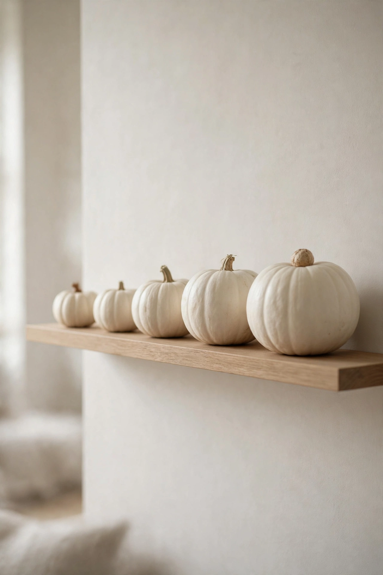 modern pumpkin home decor white and green tonal display