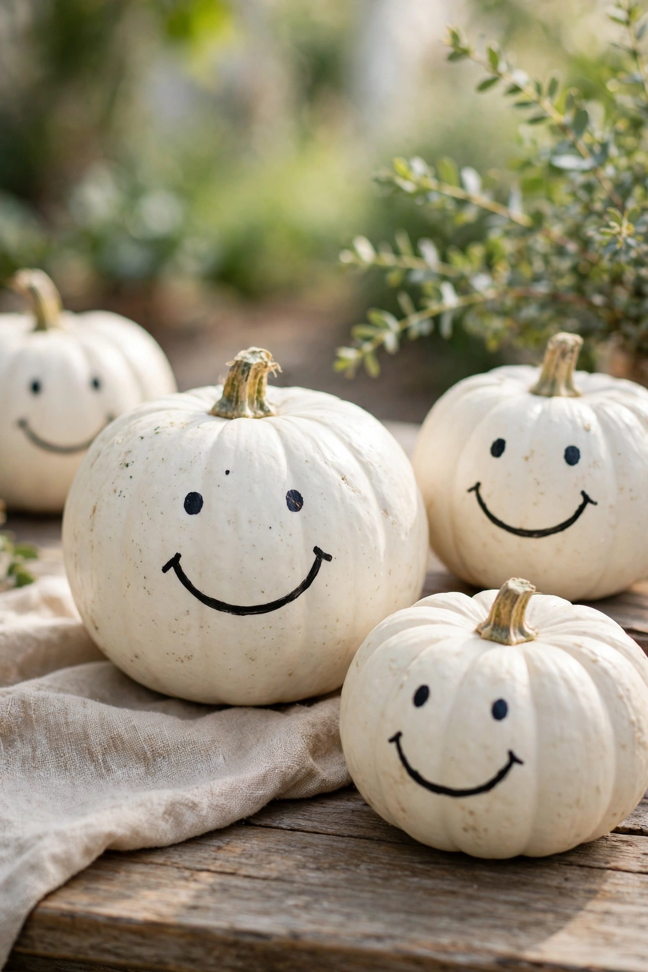 pumpkins with gingham bows on their stems