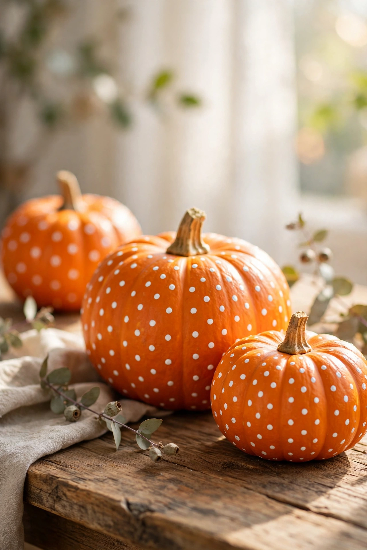 small pumpkin wearing a tiny knit hat cute decor