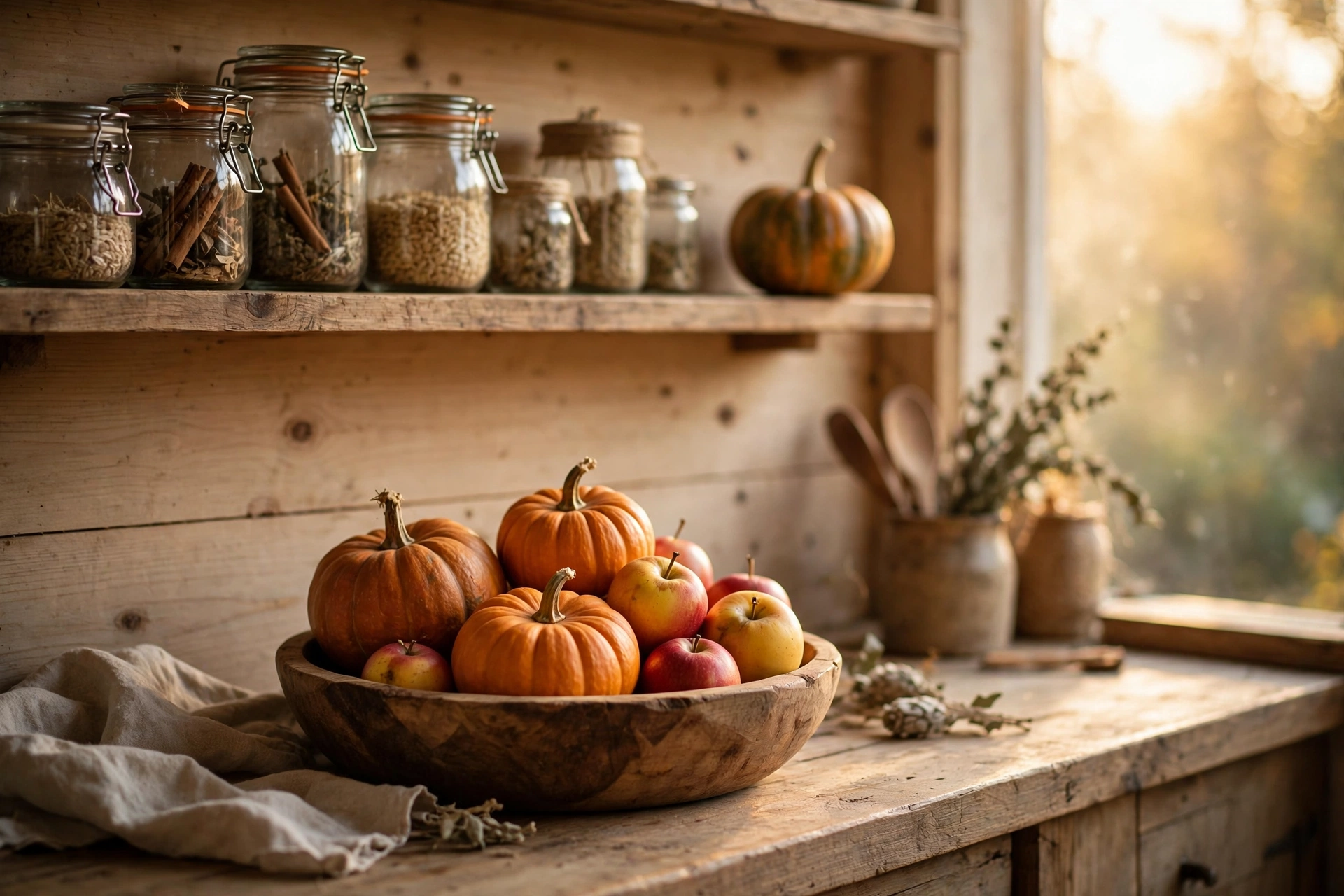 bowl of mini pumpkins on a kitchen counter