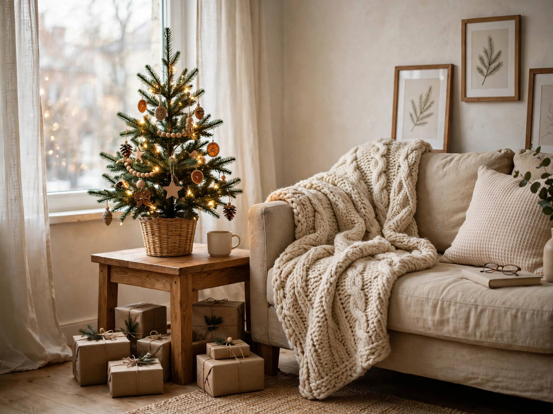 small christmas tree ideas for small spaces in a cozy apartment living room